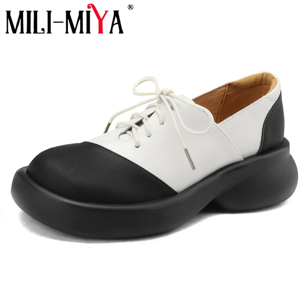 MILI-MIYA Fashion Mixed Color Women Full Genuine Leather Pumps Round Toe Classic Lace Up Thick Heels Big Size 34-40 Handmade
MILI-MIYA Fashion Mixed Color Women Full Genuine Leather Pumps Round Toe Classic Lace Up Thick Heels Big Size 34-40 Handmade