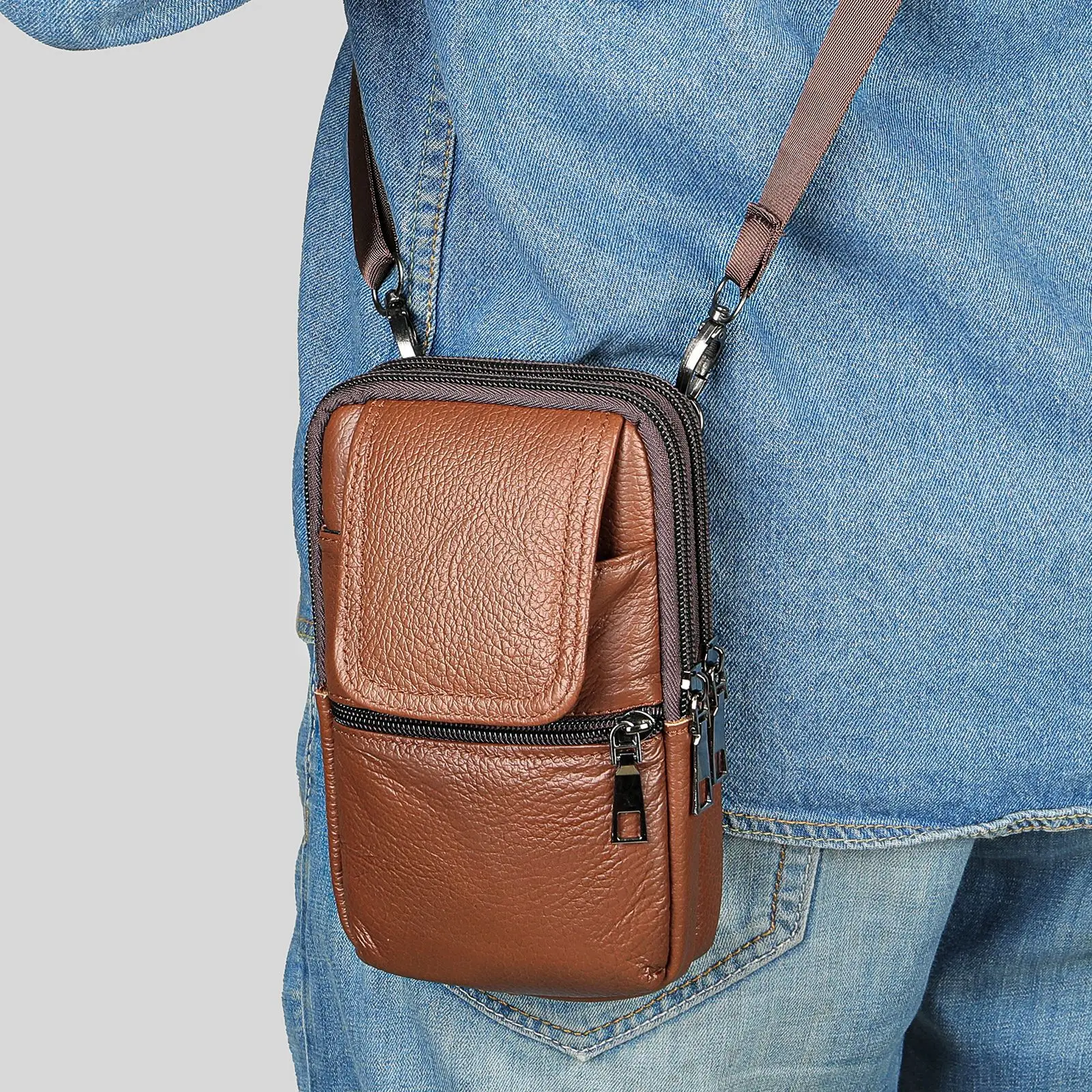 Leather men's belt wear wear - resistant mobile phone storage men's multi - function diagonal shoulder belt
Leather men's belt wear wear - resistant mobile phone storage men's multi - function diagonal shoulder belt