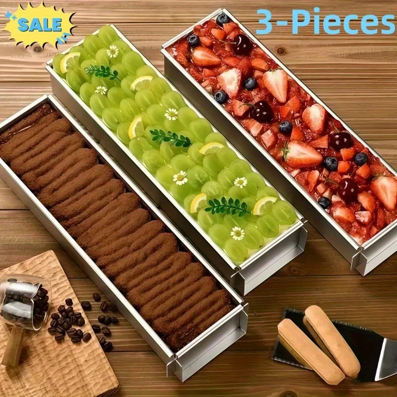 3/ 2/ 1pc Durable Non-Stick Aluminum Rectangular Cake Pan with Detachable Side Cover - Ideal for Tiramisu, Cheesecake & Mousse,
3/ 2/ 1pc Durable Non-Stick Aluminum Rectangular Cake Pan with Detachable Side Cover - Ideal for Tiramisu, Cheesecake & Mousse,