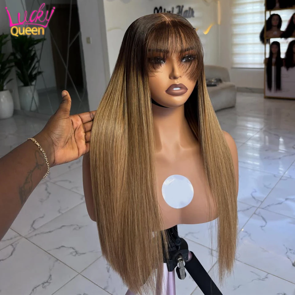 Ombre Brown Blonde Real Human Hair Wig with Bangs Dark Roots 13x6 13x4 Lace Front Human Wig For Women Straight Glueless
Ombre Brown Blonde Real Human Hair Wig with Bangs Dark Roots 13x6 13x4 Lace Front Human Wig For Women Straight Glueless