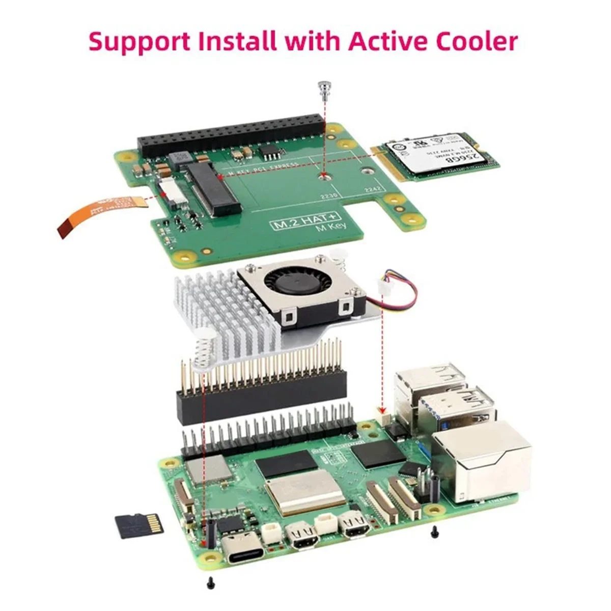 AB20-PCIe to M.2 HAT+ с корпусом + цветком для Raspberry Pi 5 Gen2 Gen3 M.2 NVME SSD 2230/2242 M Key PCIE Плата расширения GPIO
AB20-PCIe to M.2 HAT+ с корпусом + цветком для Raspberry Pi 5 Gen2 Gen3 M.2 NVME SSD 2230/2242 M Key PCIE Плата расширения GPIO