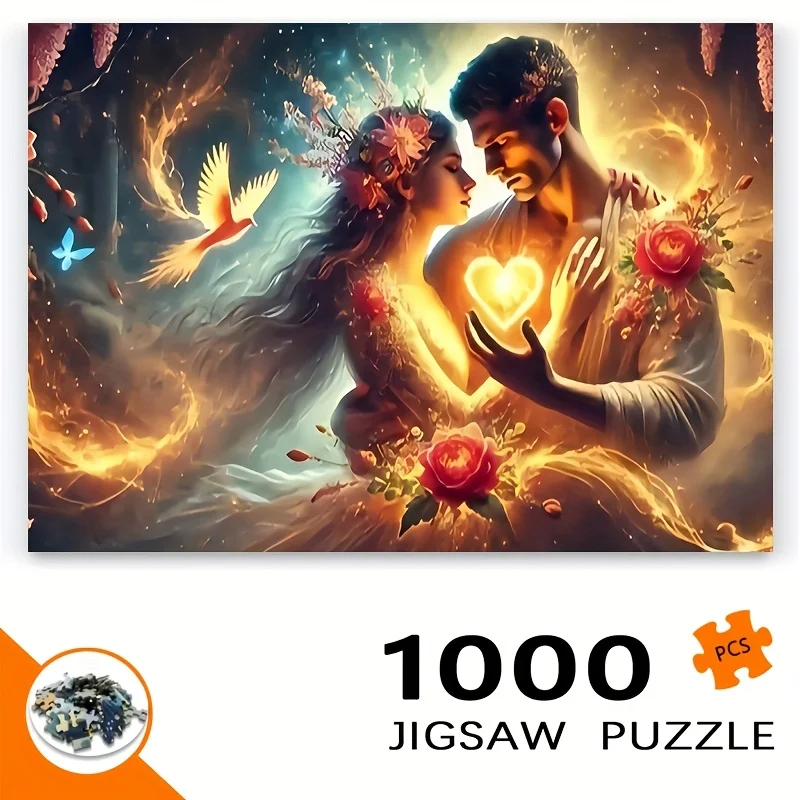 Пазл 1000 шт. — романтическая пара с сердцем, пламенем, цветочным рисунком и птицами в золотых оттенках — вызов для взрослых, элегантный Weddi
Пазл 1000 шт. — романтическая пара с сердцем, пламенем, цветочным рисунком и птицами в золотых оттенках — вызов для взрослых, элегантный Weddi