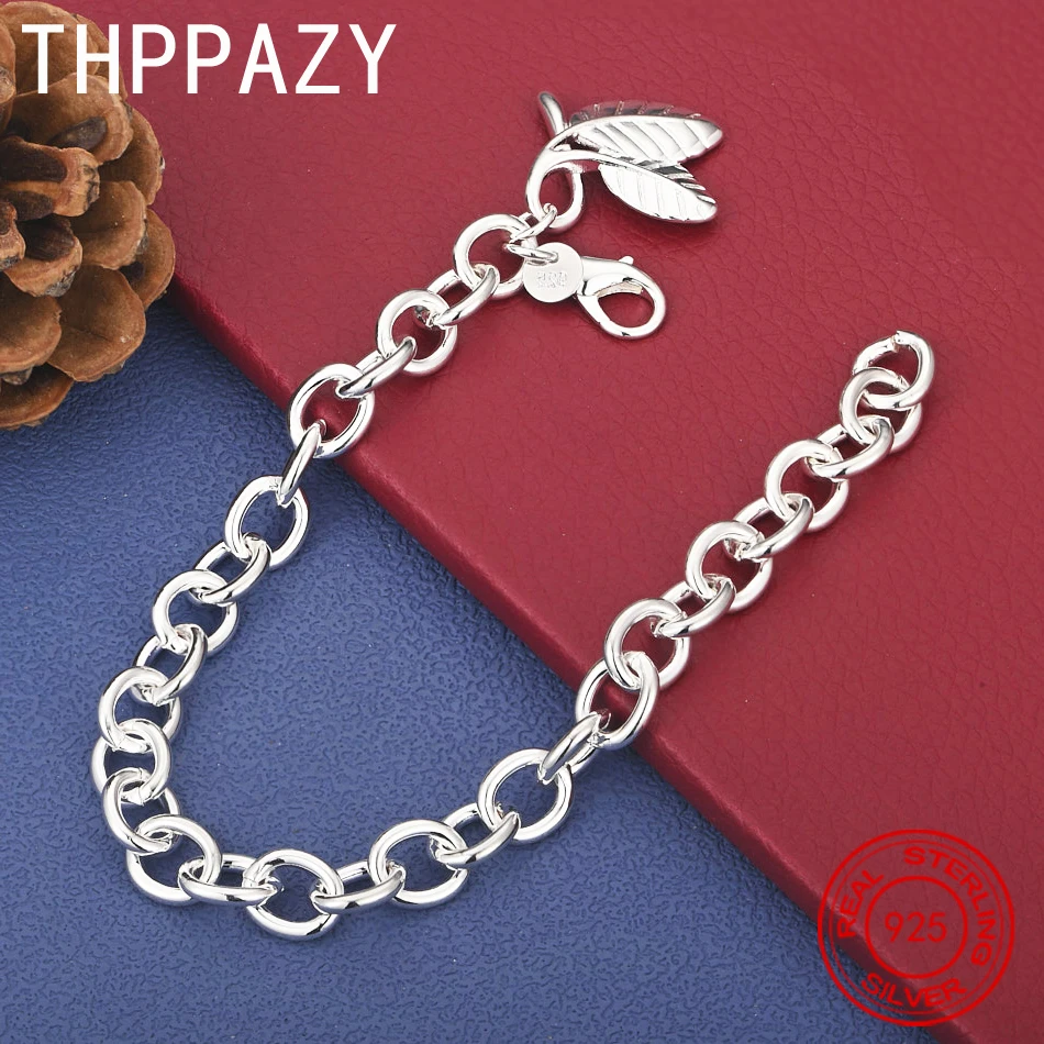 THPPAZY 925 Sterling Silver Double Leaf Bracelet 8 Inch Chain Women Fashion Party Birthday Wedding Gift Exquisite Cute Jewelry
THPPAZY 925 Sterling Silver Double Leaf Bracelet 8 Inch Chain Women Fashion Party Birthday Wedding Gift Exquisite Cute Jewelry