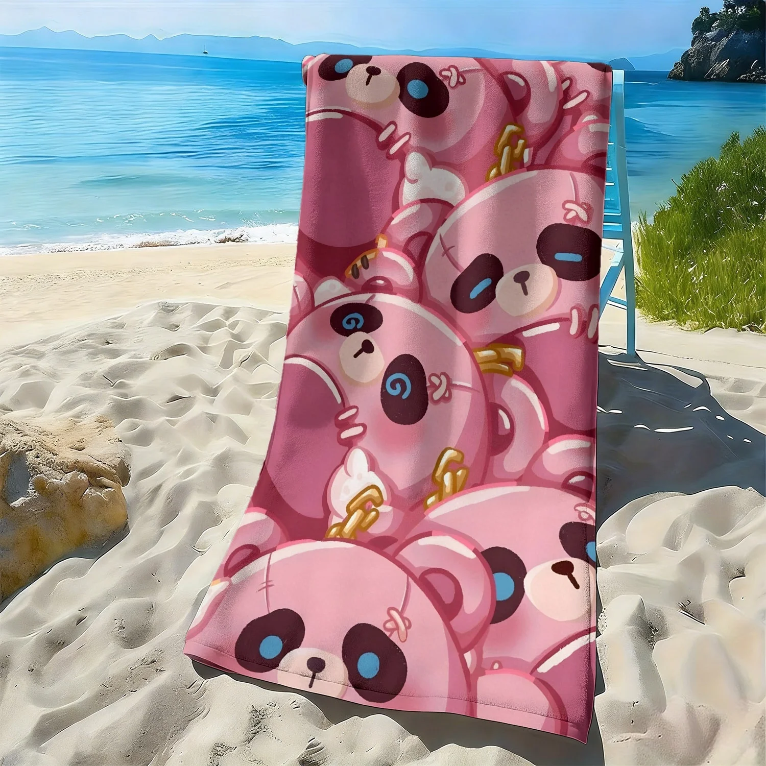 Cute cartoon-style pink bear pattern polyester microfiber beach towel is highly absorbent, suitable swimming and beach outings
Cute cartoon-style pink bear pattern polyester microfiber beach towel is highly absorbent, suitable swimming and beach outings