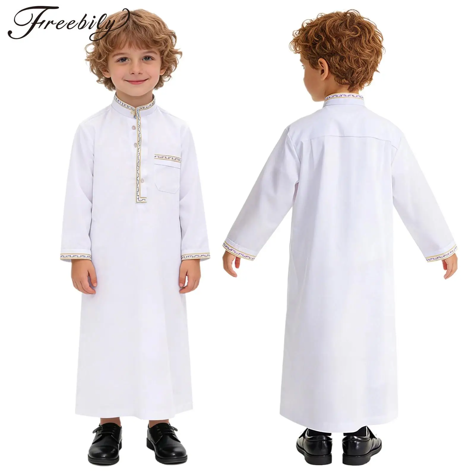 Мусульманская молитвенная одежда для мальчиков: Арабский кафтан/тоба/абайя с длинными рукавами, на пуговицах, с карманами, для Рамадана и Ид
Мусульманская молитвенная одежда для мальчиков: Арабский кафтан/тоба/абайя с длинными рукавами, на пуговицах, с карманами, для Рамадана и Ид