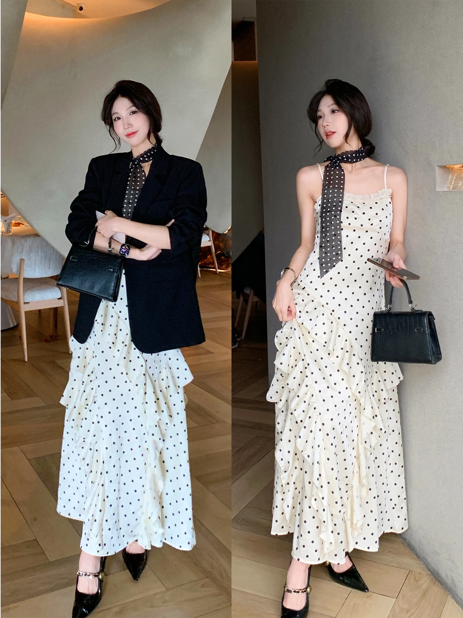 Костюм из блузки и юбки в горошек свободного кроя для женщин, весенний новый стиль, комплект из двух предметов, с длинным рукавом, из полиэфирного волокна, на одной пуговице
Костюм из блузки и юбки в горошек свободного кроя для женщин, весенний новый стиль, комплект из двух предметов, с длинным рукавом, из полиэфирного волокна, на одной пуговице