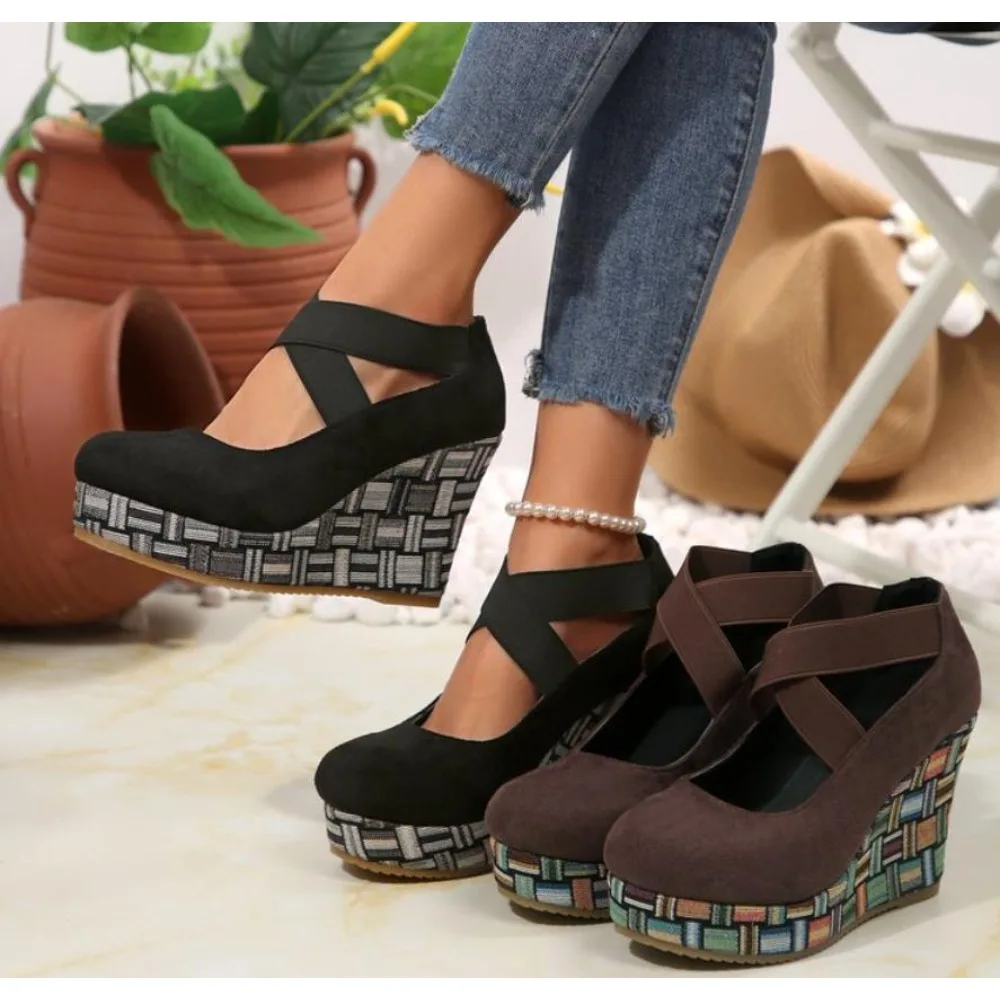 Women's Wedges New Spring and Autumn Round Head Fashion Platform High Heel Cross with Straw Single Shoes
Women's Wedges New Spring and Autumn Round Head Fashion Platform High Heel Cross with Straw Single Shoes
