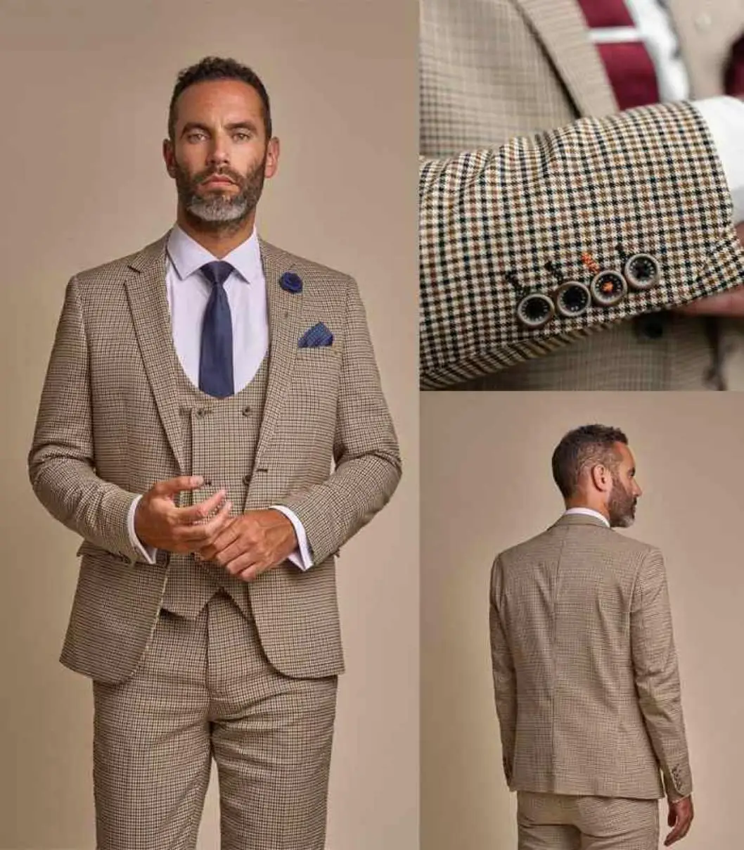 Classic Wedding Suits For Groom Notched Lapel Tuxedos Single Breasted 3 Pcs Jacket Vest with Pants Customized
Classic Wedding Suits For Groom Notched Lapel Tuxedos Single Breasted 3 Pcs Jacket Vest with Pants Customized