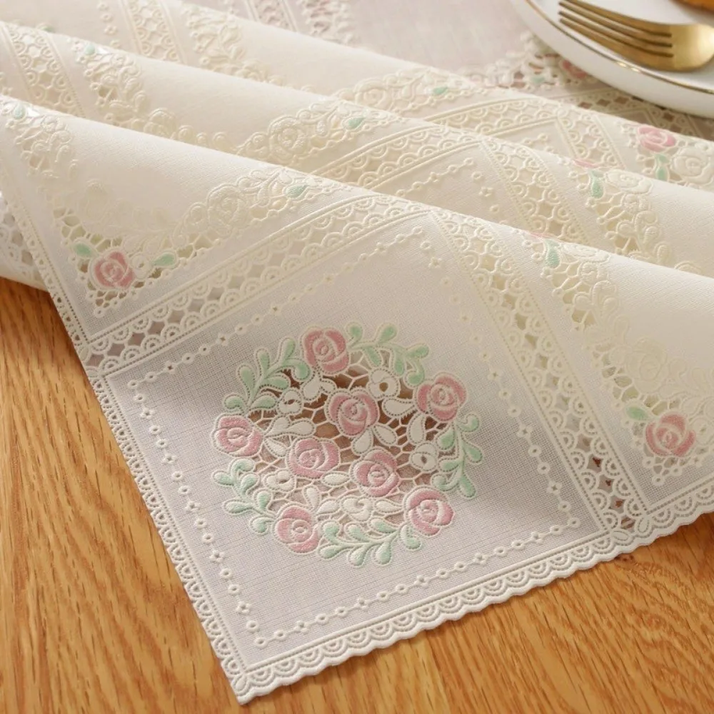 Durable Waterproof PVC Tablecloth Washable Erasable Table Cover Rectangular Oil Proof Lace Tablecloth Tea Table