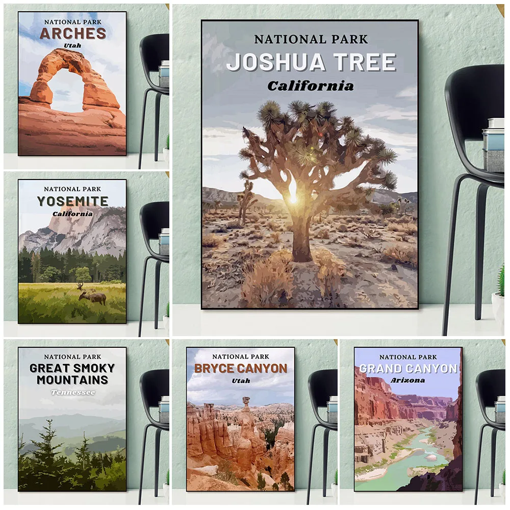National Park Travel Posters Arches Yosemite Joshua Tree Canvas Wall Art Retro Wilderness Adventure Home Decor for Living Room
National Park Travel Posters Arches Yosemite Joshua Tree Canvas Wall Art Retro Wilderness Adventure Home Decor for Living Room