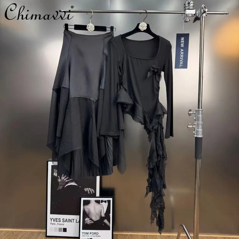 2025 Spring and Summer French Retro Irregular Hem Skirt with Streamer Big Flower Shirt Solid Color Two-piece Set for Women 
2025 Spring and Summer French Retro Irregular Hem Skirt with Streamer Big Flower Shirt Solid Color Two-piece Set for Women