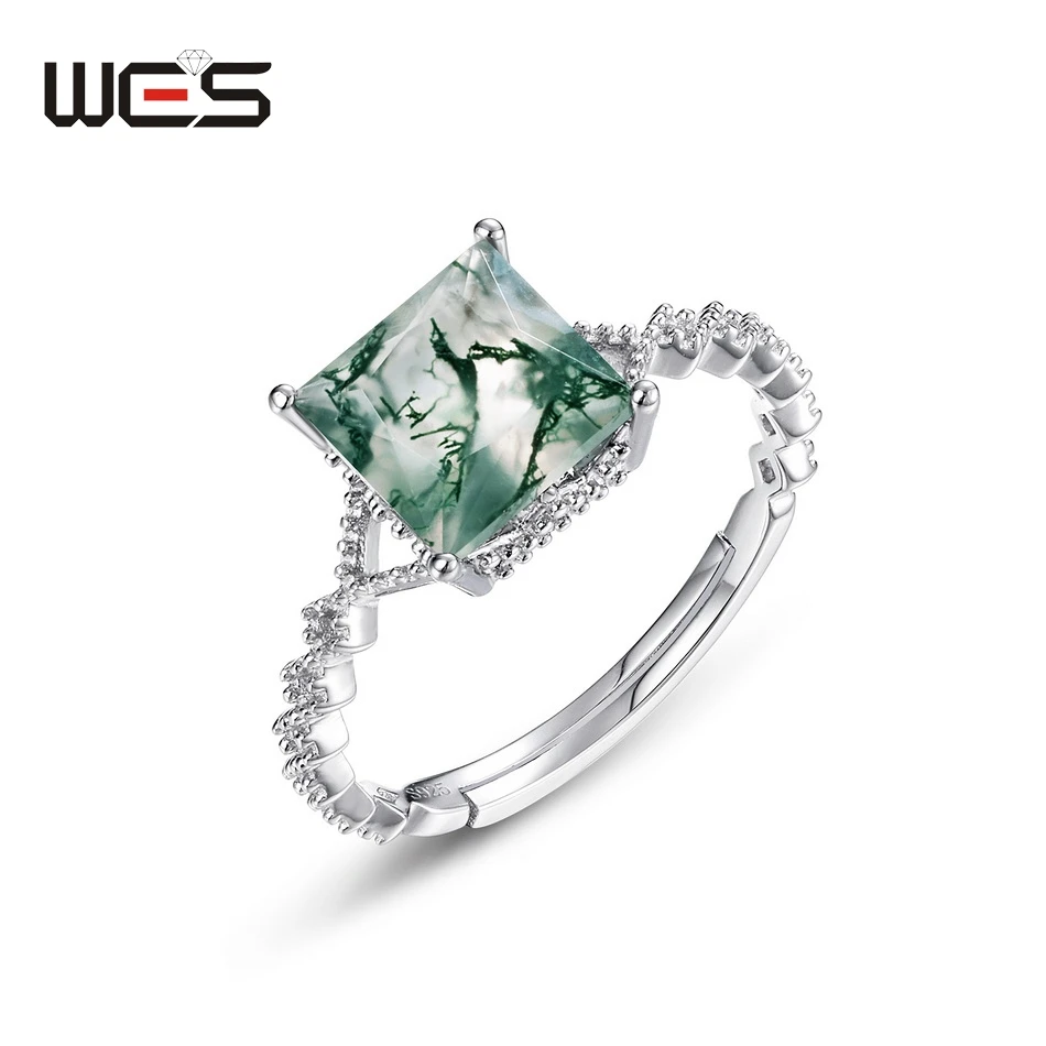 WES 925 Sterling Silver Rings for Woman Natural Moss Agate 7*7mm Certified Jewelry Wholesale Rhodium Plated Anniversary Gifts
WES 925 Sterling Silver Rings for Woman Natural Moss Agate 7*7mm Certified Jewelry Wholesale Rhodium Plated Anniversary Gifts