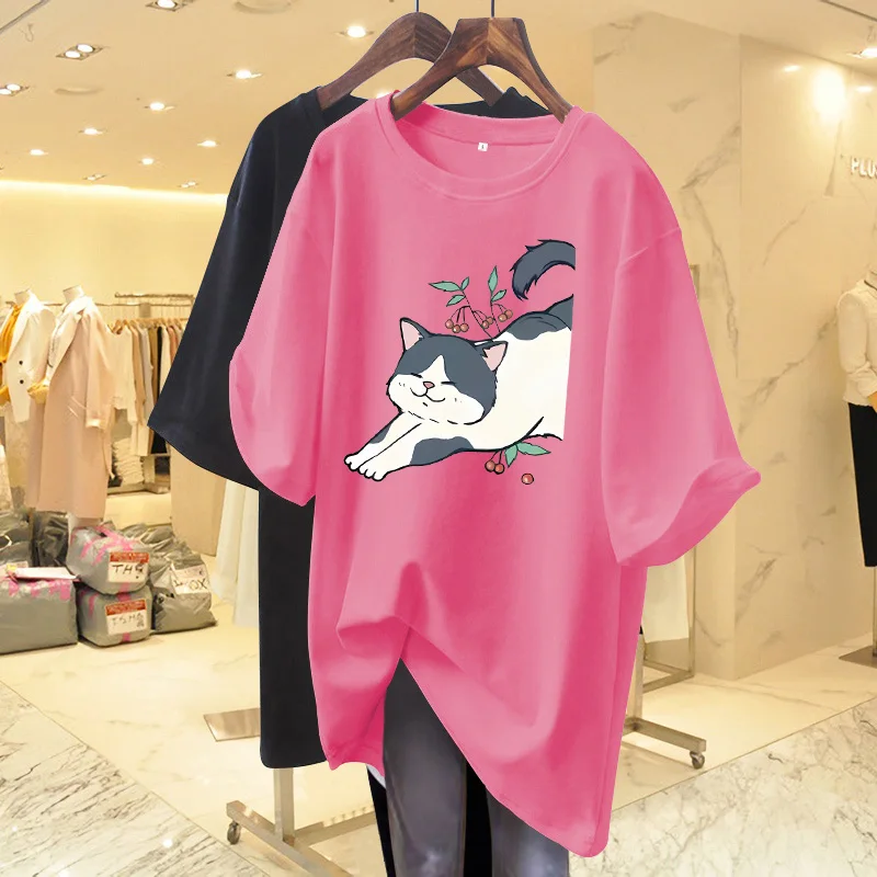 Women Clothing Loose Casual Basic Pullovers, Summer Fashion O-neck Short Sleeve T-shirt, 100% Cotton Cartoon Printed Top Tee
Women Clothing Loose Casual Basic Pullovers, Summer Fashion O-neck Short Sleeve T-shirt, 100% Cotton Cartoon Printed Top Tee