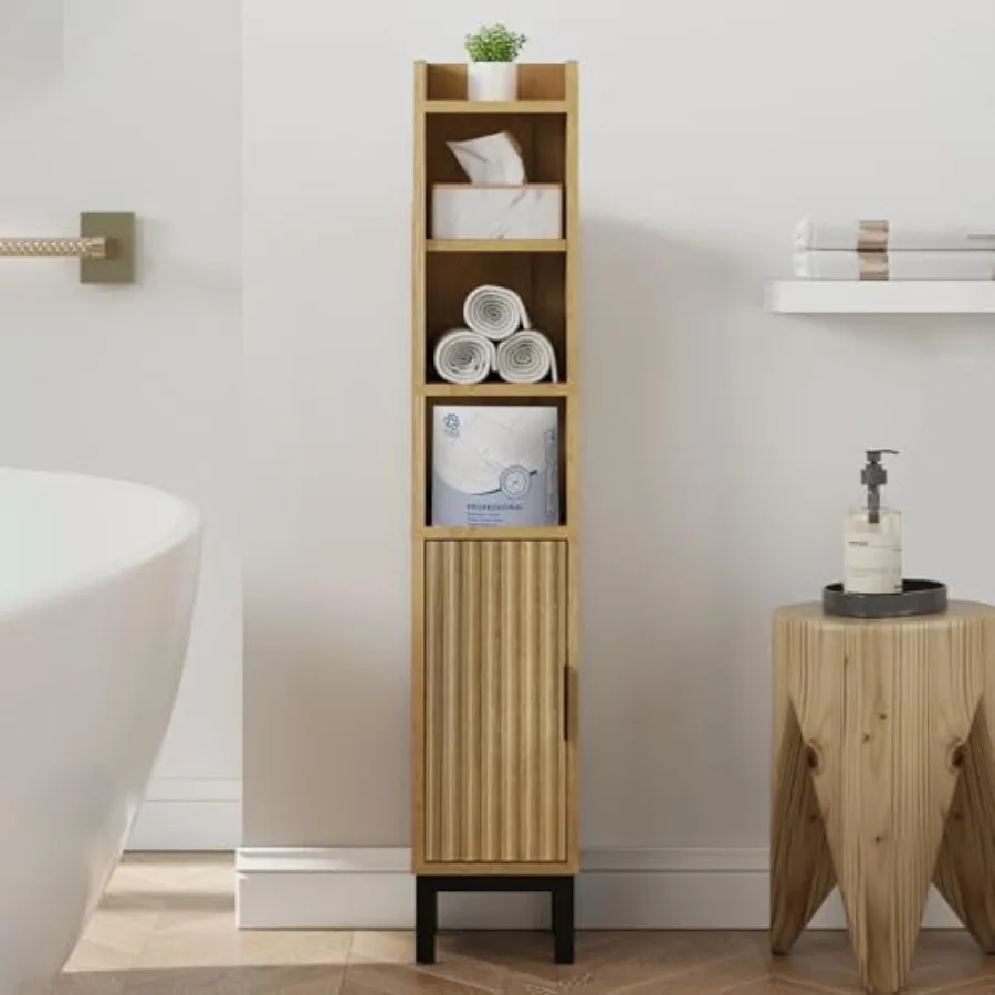 Narrow Bathroom Storage Cabinet Corner Toilet Paper Floor Cabinet 5 Tiers with Door and Shelves Bathroom Organizer with Adjusta
Narrow Bathroom Storage Cabinet Corner Toilet Paper Floor Cabinet 5 Tiers with Door and Shelves Bathroom Organizer with Adjusta