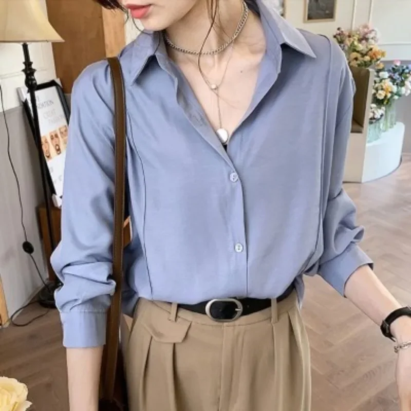 Spring Summer Long Sleeve Blouse Woman Button Up Shirt Loose Office Lady Tops Korean Fashion White Blue Oversize Blusas Mujer
Spring Summer Long Sleeve Blouse Woman Button Up Shirt Loose Office Lady Tops Korean Fashion White Blue Oversize Blusas Mujer
