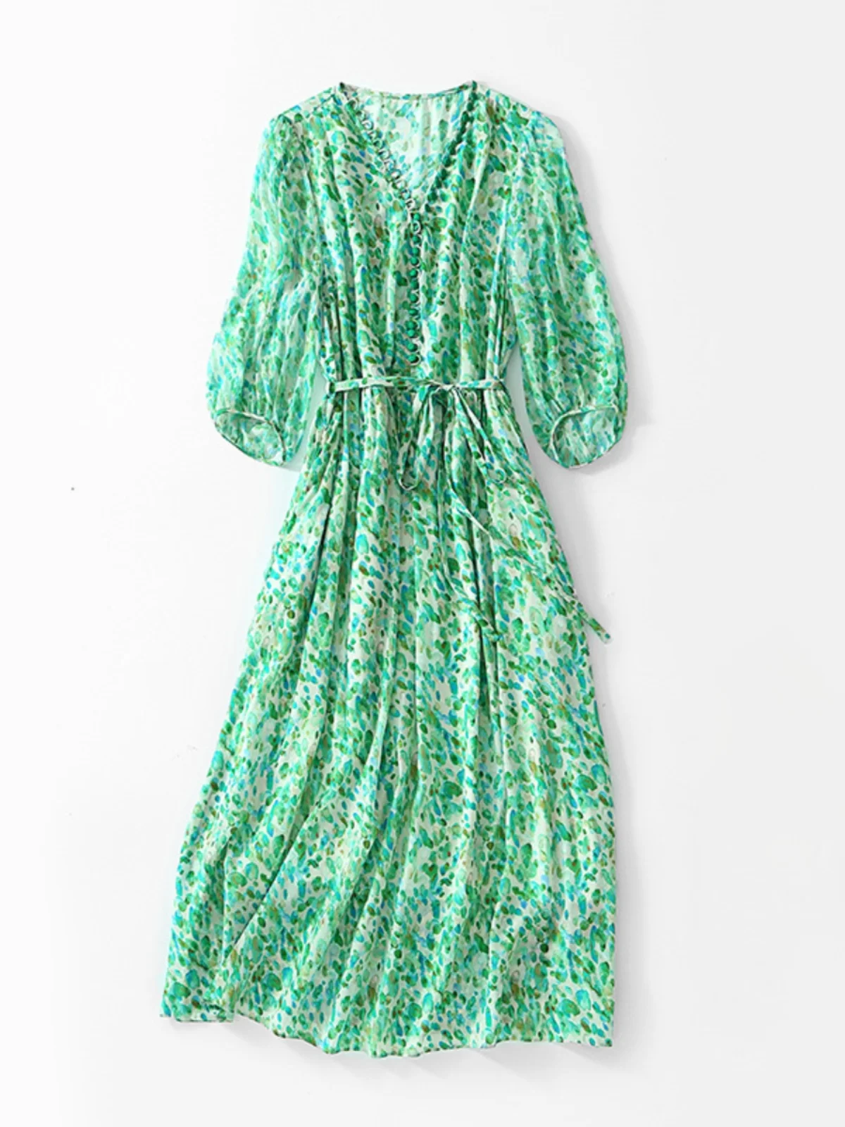 Silk V-neck Midi Dress Women's Floral Embroidery Slimming Waistline Silk Wrap Dress Commute Business Casual Urban
Silk V-neck Midi Dress Women's Floral Embroidery Slimming Waistline Silk Wrap Dress Commute Business Casual Urban