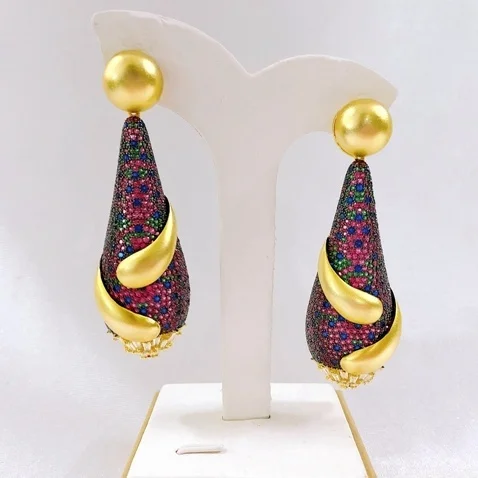 Luxury Fashionable Waterdrop Women's Colorful Zirconia Earring Pierced Electroplated Large Fancy Earring For Party Free Shipping
Luxury Fashionable Waterdrop Women's Colorful Zirconia Earring Pierced Electroplated Large Fancy Earring For Party Free Shipping