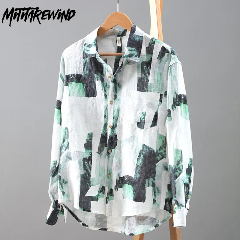 100% Linen Shirts Male Breathable Beach Mens Shirts Spring Summer Fresh Long Sleeve Printed Shirt with Pocket Youth Loose Shirts
100% Linen Shirts Male Breathable Beach Mens Shirts Spring Summer Fresh Long Sleeve Printed Shirt with Pocket Youth Loose Shirts