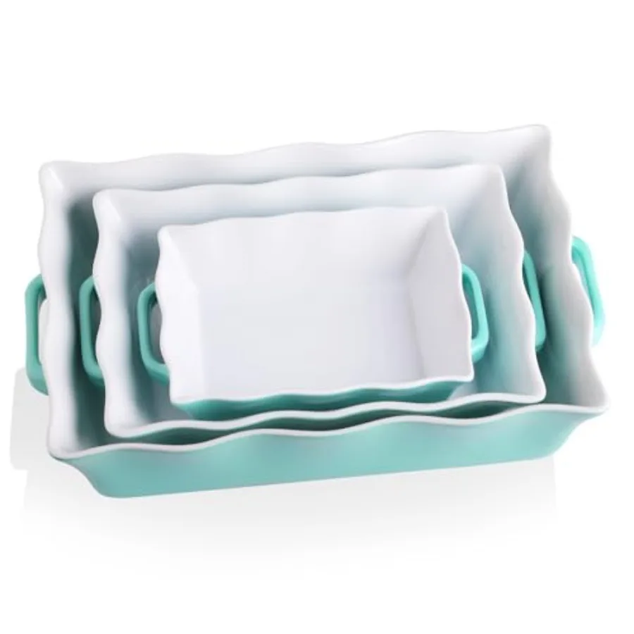 Casserole Dishes for Oven, Ceramic Bakeware Set of 3, Rectangular Baking dish with Handles, Wave Edge Lasagna Pan Deep for Cook
Casserole Dishes for Oven, Ceramic Bakeware Set of 3, Rectangular Baking dish with Handles, Wave Edge Lasagna Pan Deep for Cook
