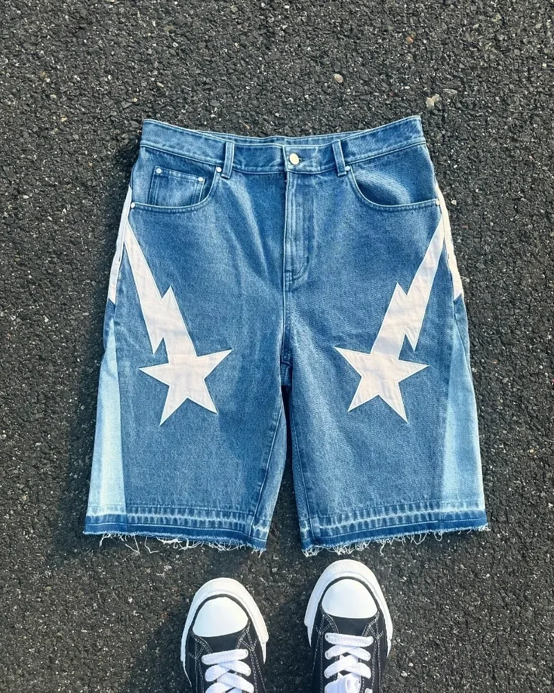American fashion trend Street style wide-leg Jeans for men Y2k embroidered baggy jeans Goth punk High street casual shorts
American fashion trend Street style wide-leg Jeans for men Y2k embroidered baggy jeans Goth punk High street casual shorts