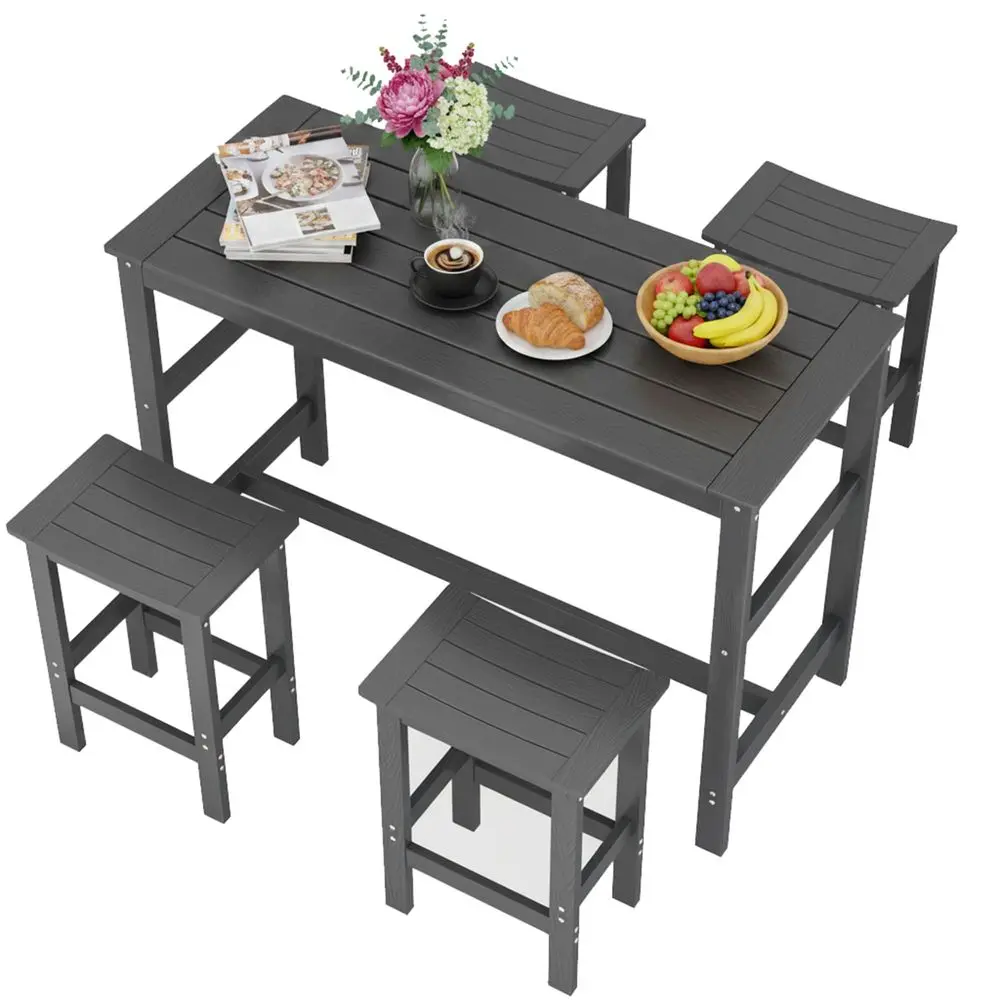 HIPS Outdoor Bar Set, Weatherproof Patio Bar Table and Chairs Set for Outside, 55 Rectangular High Top Bar Table with 4 Bar Sto
HIPS Outdoor Bar Set, Weatherproof Patio Bar Table and Chairs Set for Outside, 55 Rectangular High Top Bar Table with 4 Bar Sto