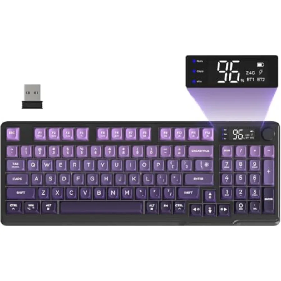 M96 Wireless Gaming Keyboard Creamy Membrane with Rainbow Backlight, Media Knob, LCD Screen, Dual Mode-Bluetooth/2.4Ghz, Ball S
M96 Wireless Gaming Keyboard Creamy Membrane with Rainbow Backlight, Media Knob, LCD Screen, Dual Mode-Bluetooth/2.4Ghz, Ball S