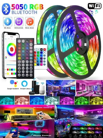 WIFI RGB LED-striplicht 5050 Bluetooth APP Controle Led Flexibele Diode Decoratie Voor Festival Party TV Bureau Slaapkamer