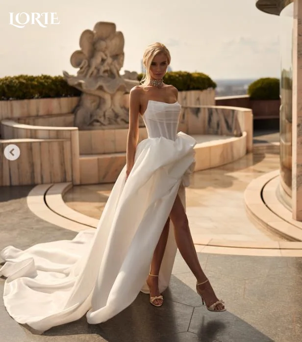 LORIE Lace Vintage Wedding Dresses Applique Hi-Lo Puff Strapless Bobycon Backless Mermaid Bridal Gown Customized Party Dresses
LORIE Lace Vintage Wedding Dresses Applique Hi-Lo Puff Strapless Bobycon Backless Mermaid Bridal Gown Customized Party Dresses