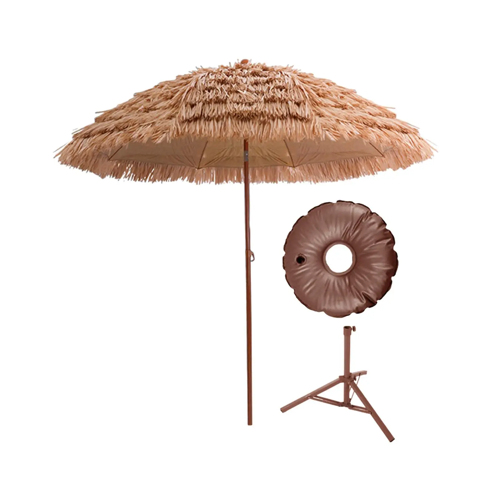 63inch Artifical Thatched Garden Umbrella with Tripod Base Beach Umbrella Metal Pole for Pool Backyard Sturdy Tropical Decor 
63inch Artifical Thatched Garden Umbrella with Tripod Base Beach Umbrella Metal Pole for Pool Backyard Sturdy Tropical Decor
