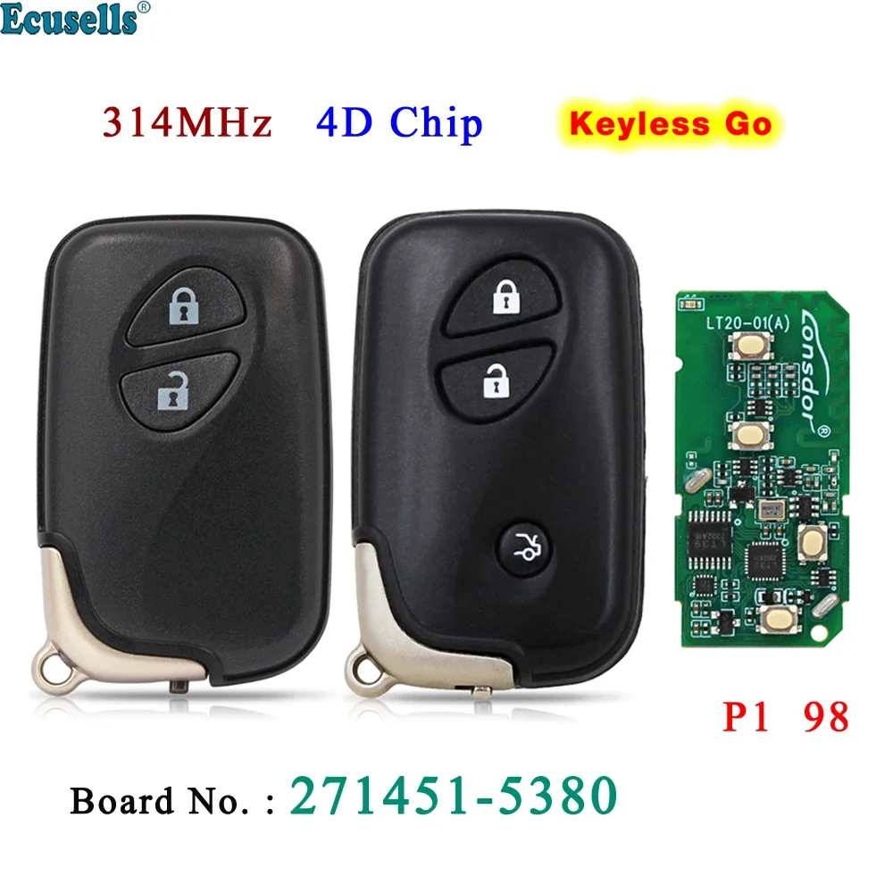Ecusells 2/3 Button Smart Prox Remote Key Fob FSK 314MHz ID74 Chip for Lexus 271451-5300
Ecusells 2/3 Button Smart Prox Remote Key Fob FSK 314MHz ID74 Chip for Lexus 271451-5300