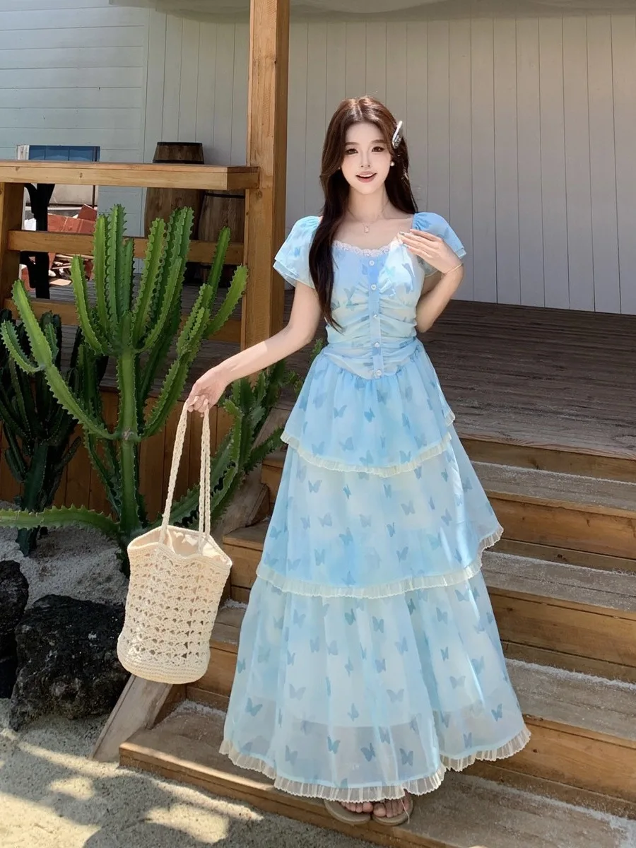 plus Size Floral Lace Splice Short Sleeve Women's Dress Summer New Waist Cinched Cake Skirt Korean Style Slim Fit Long Dress
plus Size Floral Lace Splice Short Sleeve Women's Dress Summer New Waist Cinched Cake Skirt Korean Style Slim Fit Long Dress