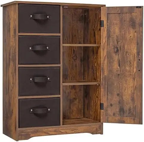 Storage Cabinet with Adjustable Shelf & 4 Removable Drawers, Rustic Floor Cabinet for Entryway, Living Room, Bedroom, Rustic Bro
Storage Cabinet with Adjustable Shelf & 4 Removable Drawers, Rustic Floor Cabinet for Entryway, Living Room, Bedroom, Rustic Bro