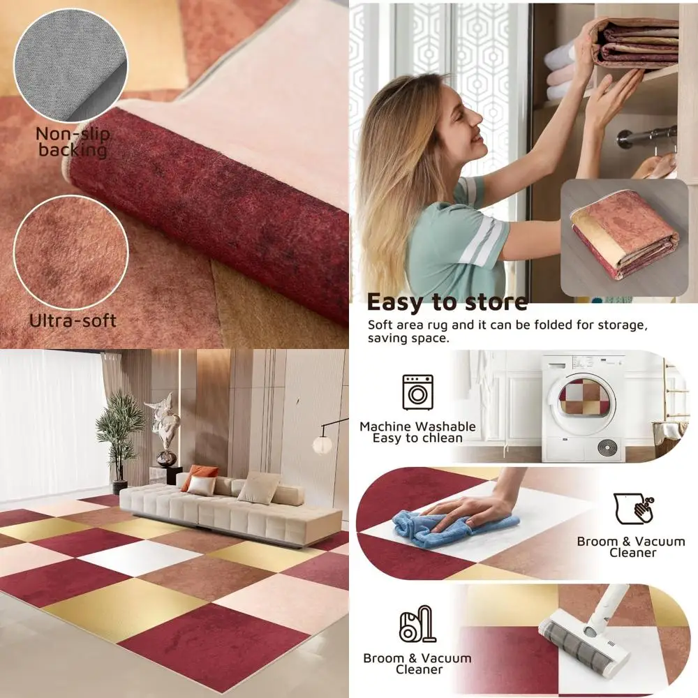 Коврик с геометрическим рисунком — красный и золотой клетчатый, моющийся, нескользящий, без ракушек, подходит для гостиной, спальни, детской комнаты, игровой комнаты,
Коврик с геометрическим рисунком — красный и золотой клетчатый, моющийся, нескользящий, без ракушек, подходит для гостиной, спальни, детской комнаты, игровой комнаты,