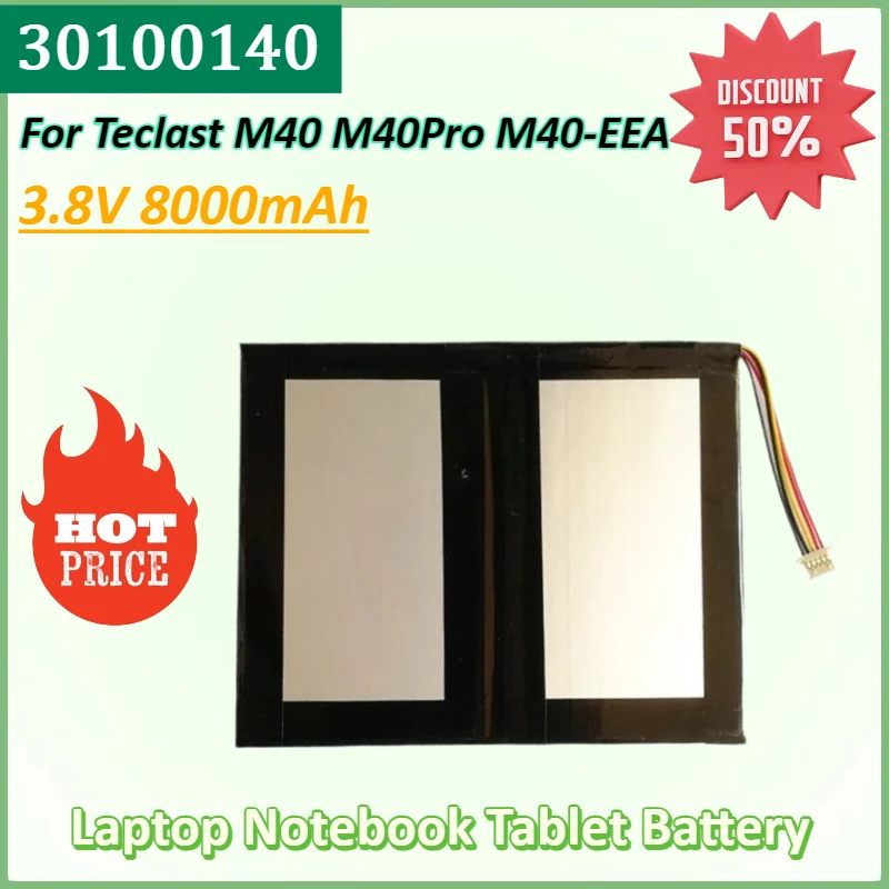 Новый аккумулятор для планшета 30100140 3,8 В, 8000 мАч для Teclast M40 Pro M40Pro M40-EEA, ноутбука, планшетного ПК, аккумулятор, 5-проводная вилка
Новый аккумулятор для планшета 30100140 3,8 В, 8000 мАч для Teclast M40 Pro M40Pro M40-EEA, ноутбука, планшетного ПК, аккумулятор, 5-проводная вилка