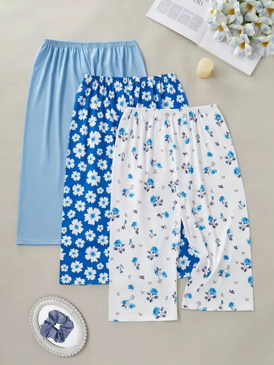 3-Pack Women’s Loose Elastic-Waist 7/8 Pajama Pants In Solid, Daisy And Rose Floral Prints
3-Pack Women’s Loose Elastic-Waist 7/8 Pajama Pants In Solid, Daisy And Rose Floral Prints