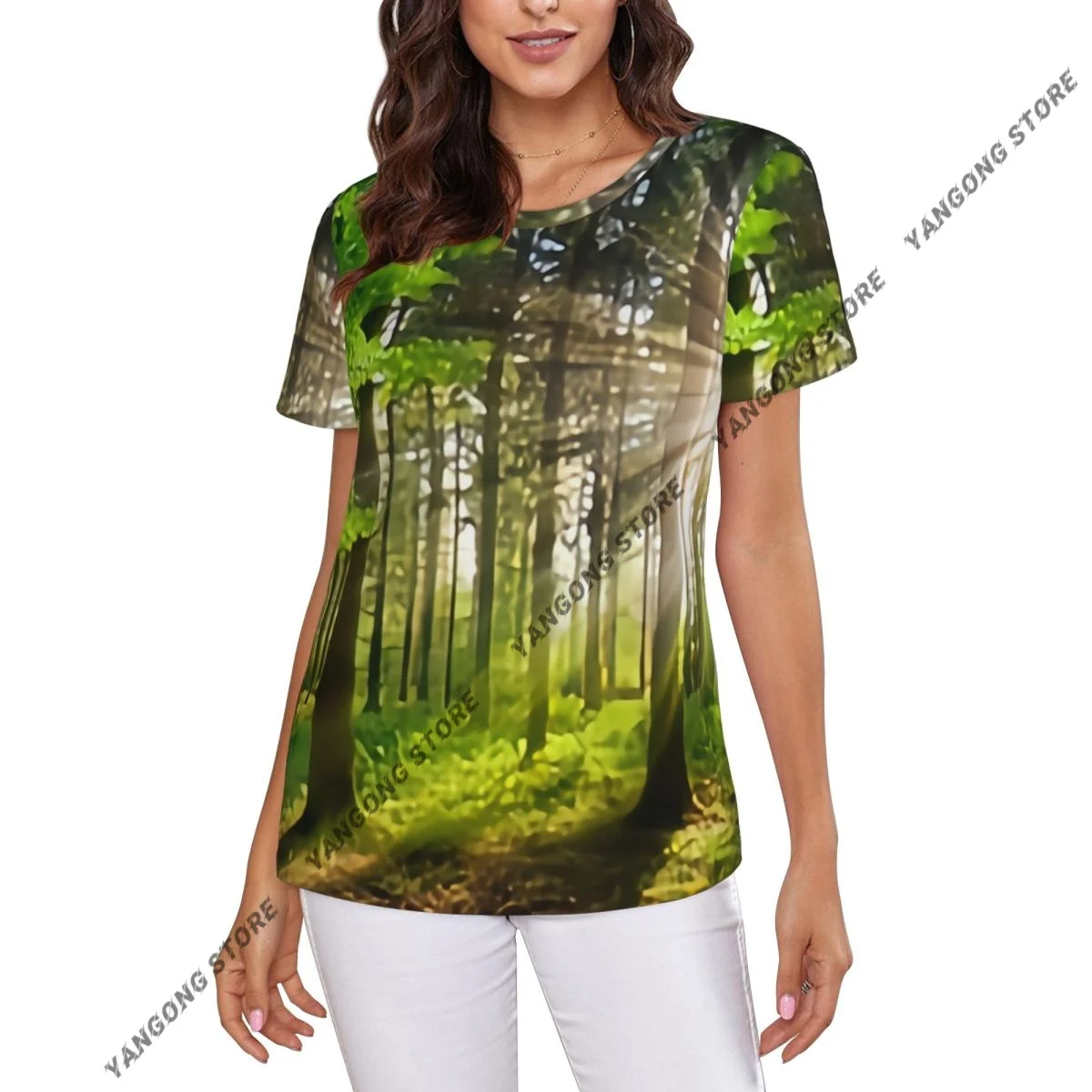 Womens Short Sleeve Panoramic Landscape Rays Of Sunlight Shining Forest Casual Tee Clothing Crewneck Woman T-Shirts
Womens Short Sleeve Panoramic Landscape Rays Of Sunlight Shining Forest Casual Tee Clothing Crewneck Woman T-Shirts