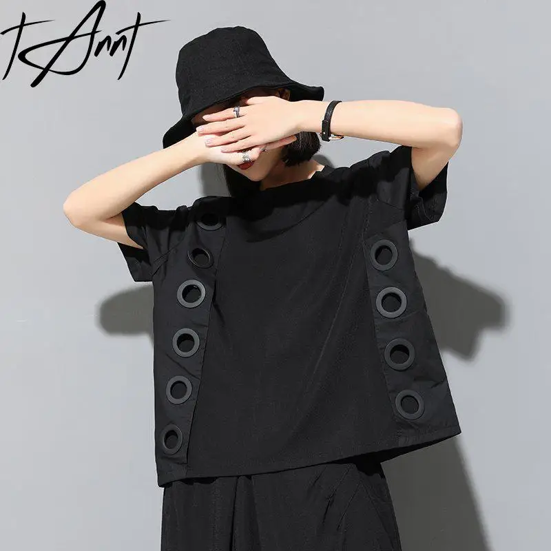 Tannt Women T-shirt Asymmetric Black Hollow Out T Shirt Women Irregular Fashion Loose Casual Summer T Shirts For Woman 2025 New
Tannt Women T-shirt Asymmetric Black Hollow Out T Shirt Women Irregular Fashion Loose Casual Summer T Shirts For Woman 2025 New