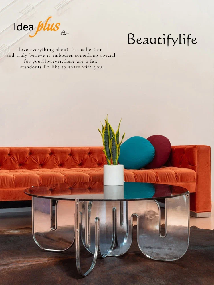 BJ Nordic Modern Creative Wave Журнальный столик Акриловое закаленное стекло Круглый дизайнерский приставной столик для гостиной
BJ Nordic Modern Creative Wave Журнальный столик Акриловое закаленное стекло Круглый дизайнерский приставной столик для гостиной