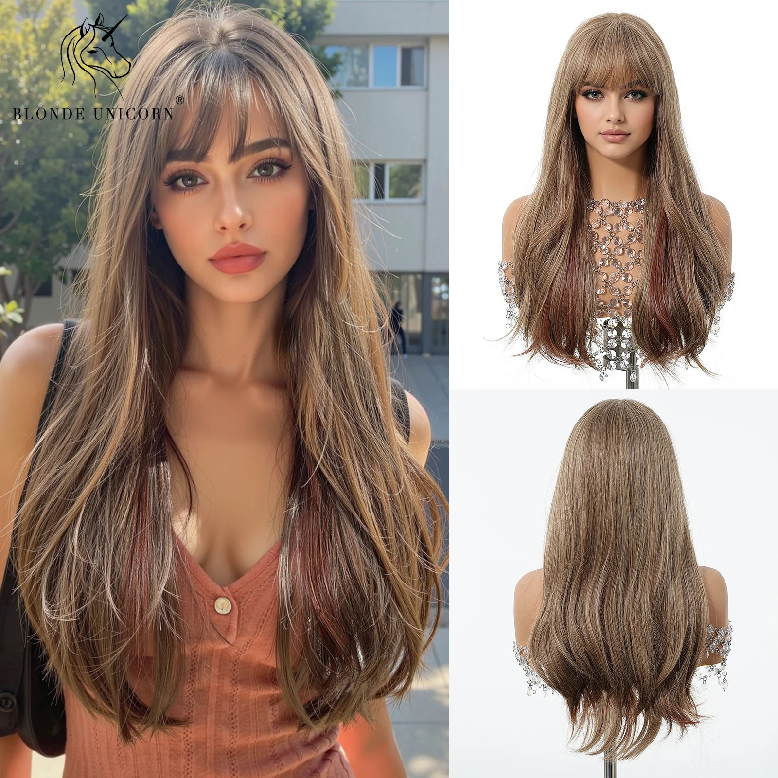 Blonde Unicorn Brown Synthetic Wig Blonde Higlight Bangs Curly Wavy Women Wigs Girl Wigs Cosplay Party Natural Resistant Fiber
Blonde Unicorn Brown Synthetic Wig Blonde Higlight Bangs Curly Wavy Women Wigs Girl Wigs Cosplay Party Natural Resistant Fiber