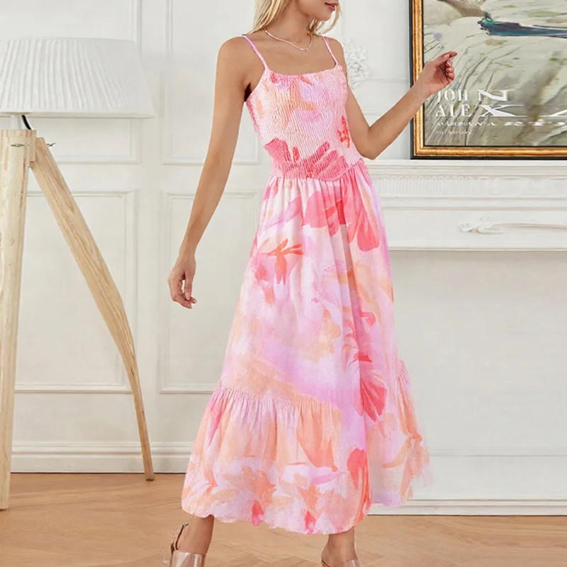 Women's Summer Long Cami Dresses Sleeveless Open Back Flower Print Beach Dresses
Women's Summer Long Cami Dresses Sleeveless Open Back Flower Print Beach Dresses