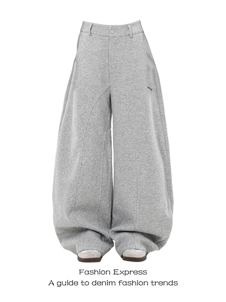 Retro American Grey Loose Women's Wide Leg Pants Autumn Winter Design Sense Casual Trousers Female Natural Waist Cotton
Retro American Grey Loose Women's Wide Leg Pants Autumn Winter Design Sense Casual Trousers Female Natural Waist Cotton