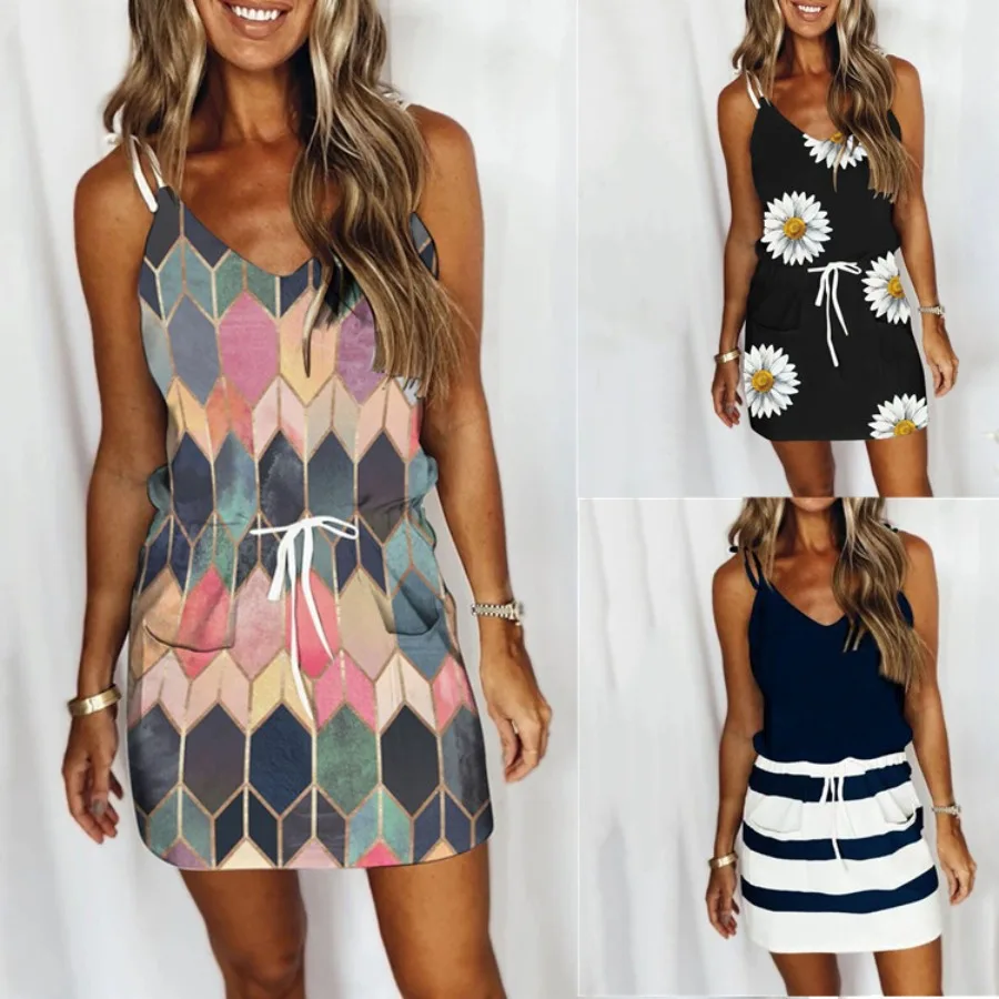 【New style】New women's clothing wish summer digital printed sling A-line lace jumpsuit group
【New style】New women's clothing wish summer digital printed sling A-line lace jumpsuit group
