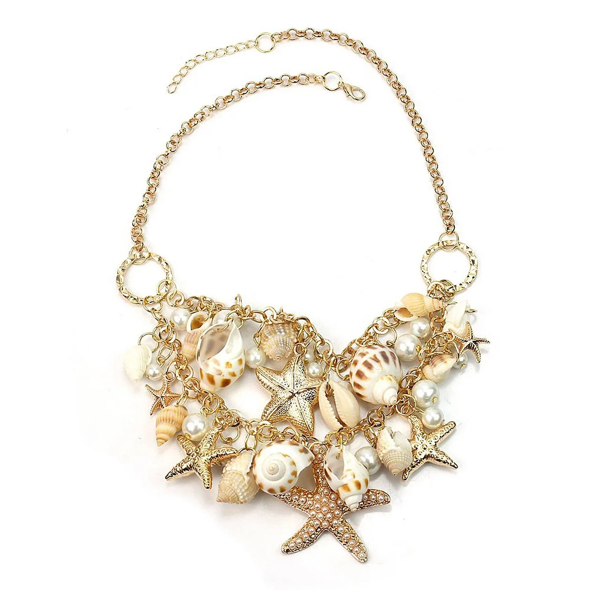 Golden Women Alloy Sea Shell Sea Shell Pendant Chain Five pointed Star Pendant Chain Collar Necklace
Golden Women Alloy Sea Shell Sea Shell Pendant Chain Five pointed Star Pendant Chain Collar Necklace