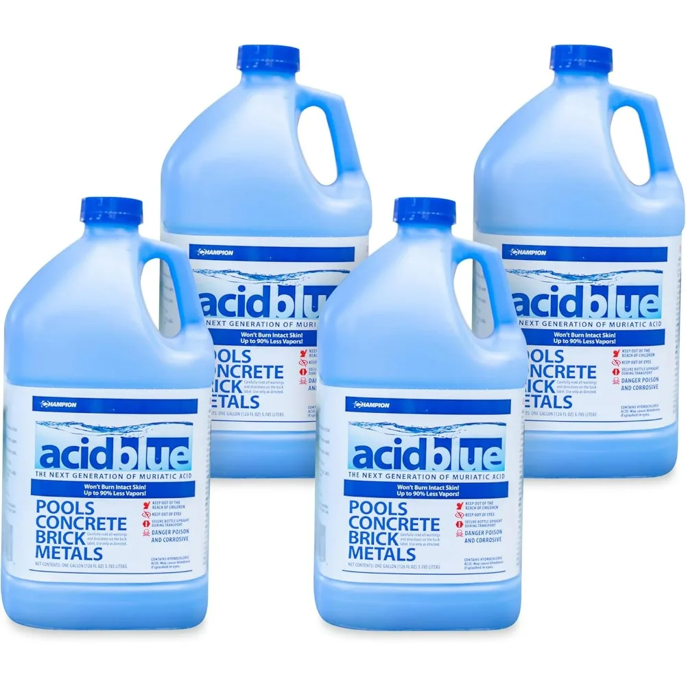 CPDI Champion 4-Pack Acidblue Muriatic Acid 1 Gallon Each Low-Fume pH Stabilizer Cleaner for Swimming Pools Spa Concrete Masonry
CPDI Champion 4-Pack Acidblue Muriatic Acid 1 Gallon Each Low-Fume pH Stabilizer Cleaner for Swimming Pools Spa Concrete Masonry