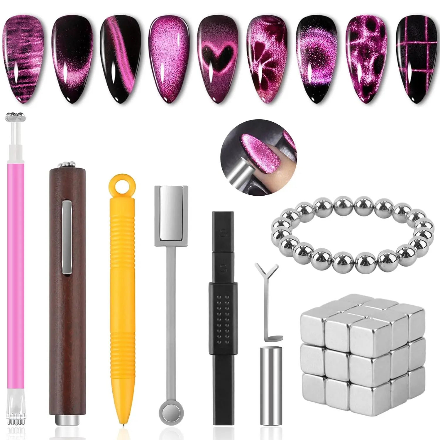 54PCS Cat Eye Nail Magnet Set - 3 IN 1 Magnet for Cat Eye Gel Polish, Nail Art Design Tools Accessories
54PCS Cat Eye Nail Magnet Set - 3 IN 1 Magnet for Cat Eye Gel Polish, Nail Art Design Tools Accessories