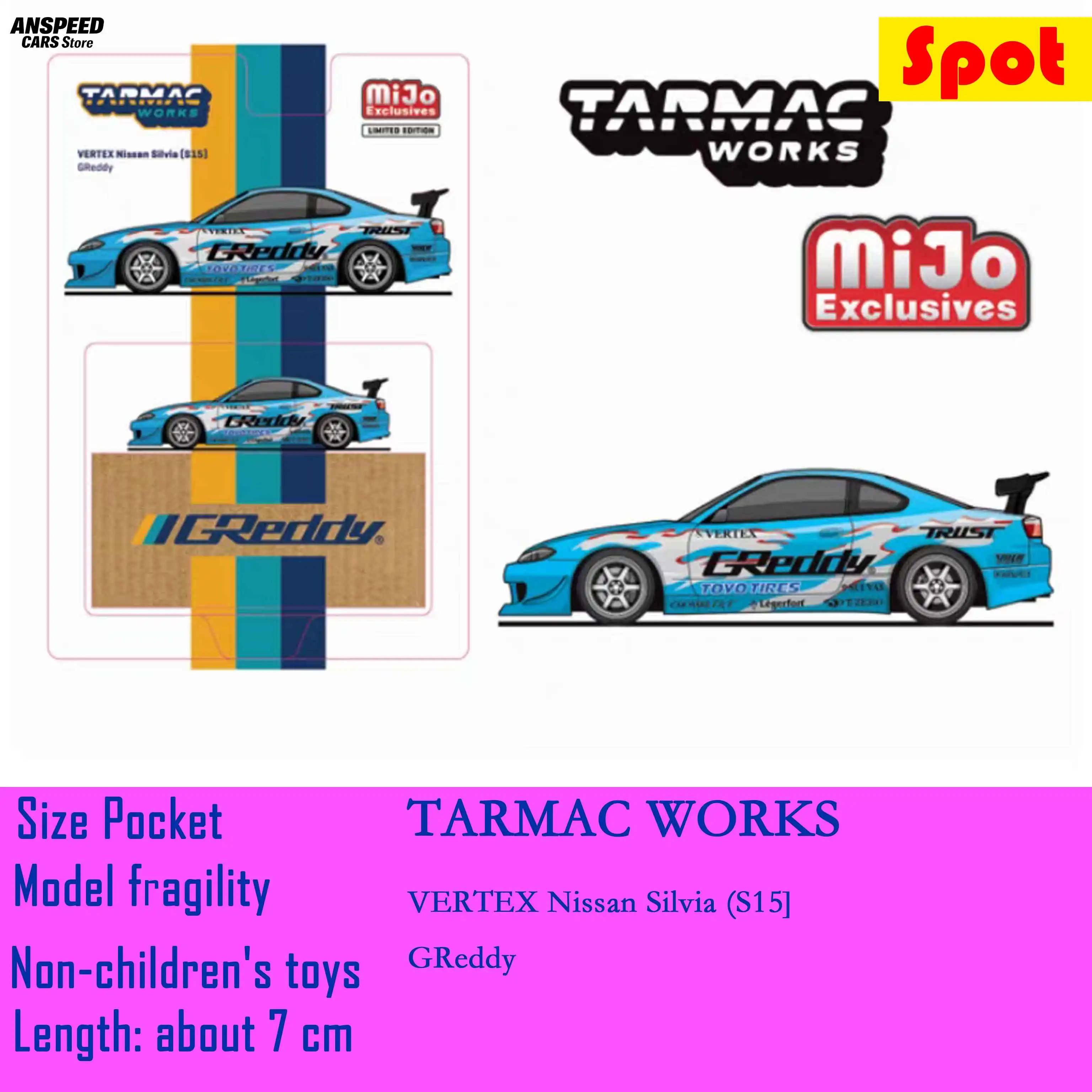 TW in stock MIJO x Tarmac Works 1:64 Nissan Silvia S15 GReddy-01 Diecast Car Model Collectible Gift for Boys Limited Edition
TW in stock MIJO x Tarmac Works 1:64 Nissan Silvia S15 GReddy-01 Diecast Car Model Collectible Gift for Boys Limited Edition
