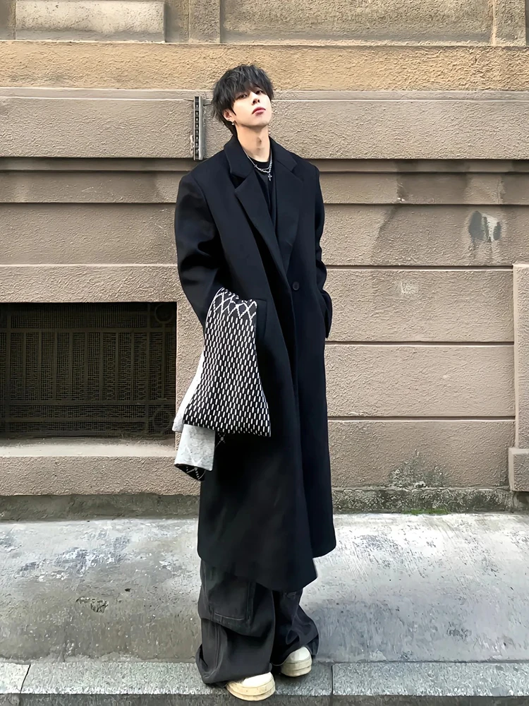 Bla Double-breasted Thiened Woolen Coat Men's Winter Mid-length Korean Sle oulder-length Jaet Warm Faionable
Bla Double-breasted Thiened Woolen Coat Men's Winter Mid-length Korean Sle oulder-length Jaet Warm Faionable