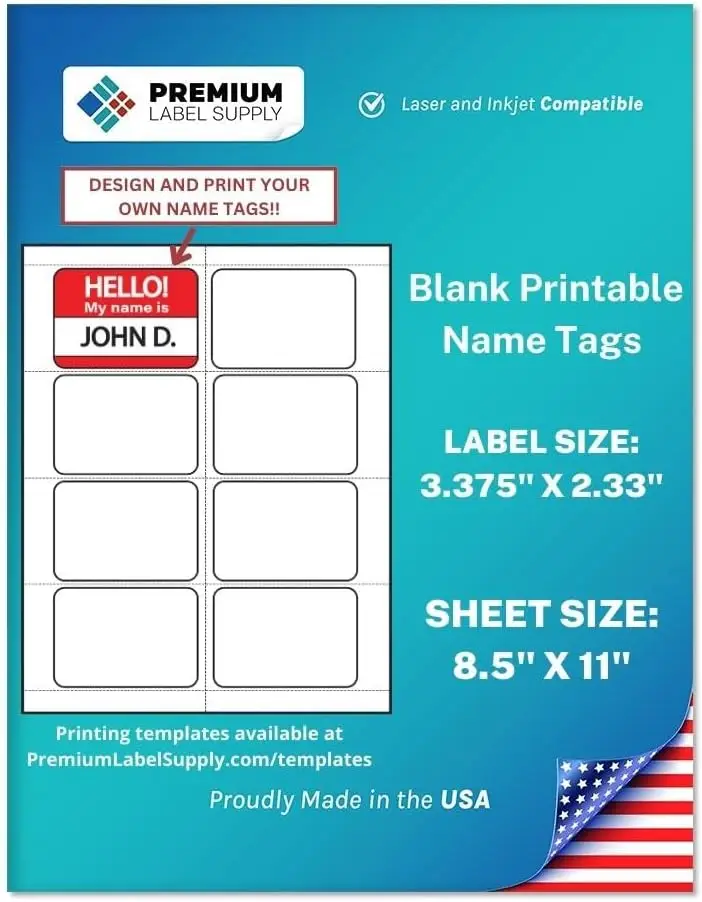 800 Blank Name Tag Stickers - 2-1/3" x 3-3/8" - Laser/Inkjet - 100 Sheets
800 Blank Name Tag Stickers - 2-1/3" x 3-3/8" - Laser/Inkjet - 100 Sheets