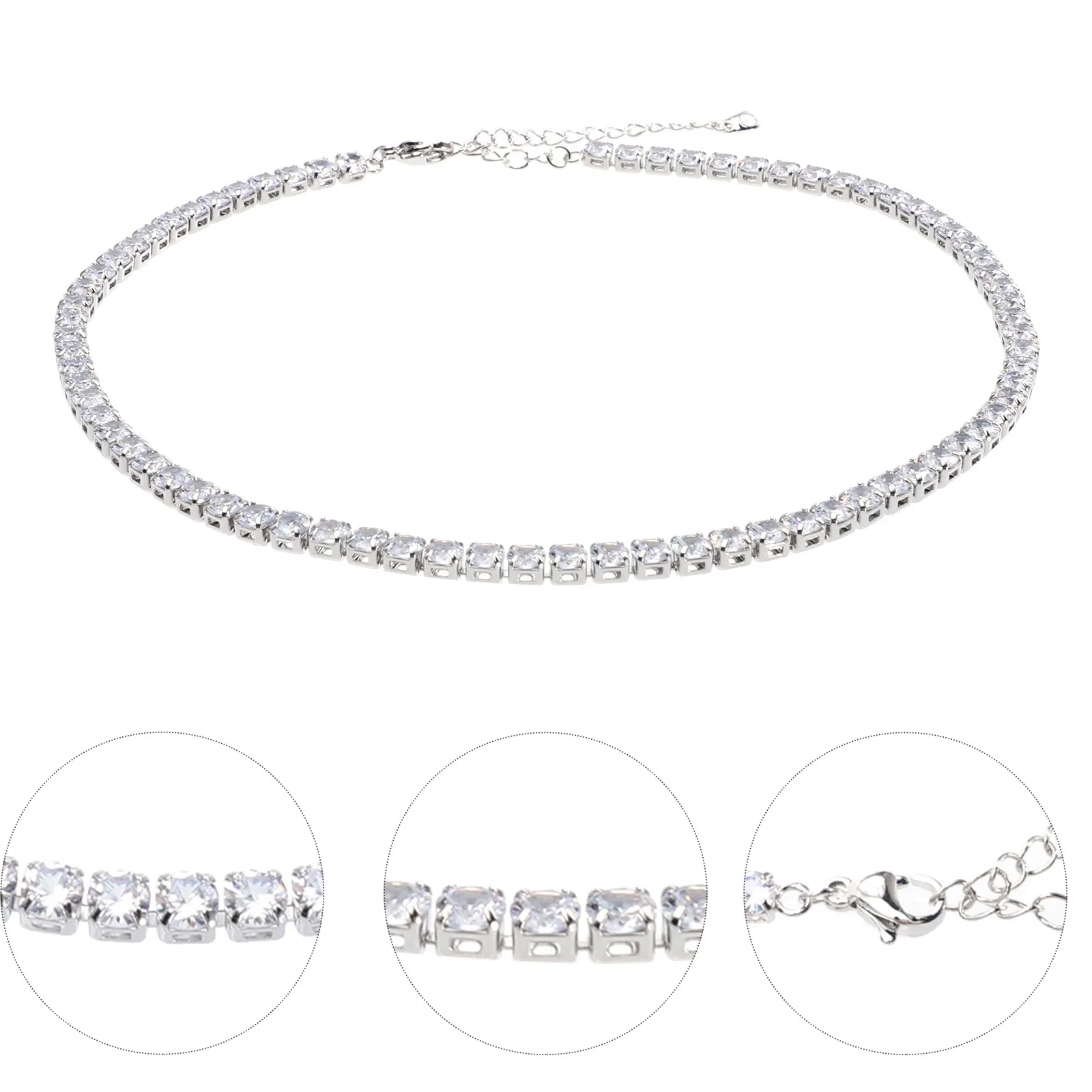 Elegant Zircon Necklace Rhinestone Clavicle Chain Sterling Silver Chunky Neck Pendant for Women Trendy Bling Romantic
Elegant Zircon Necklace Rhinestone Clavicle Chain Sterling Silver Chunky Neck Pendant for Women Trendy Bling Romantic