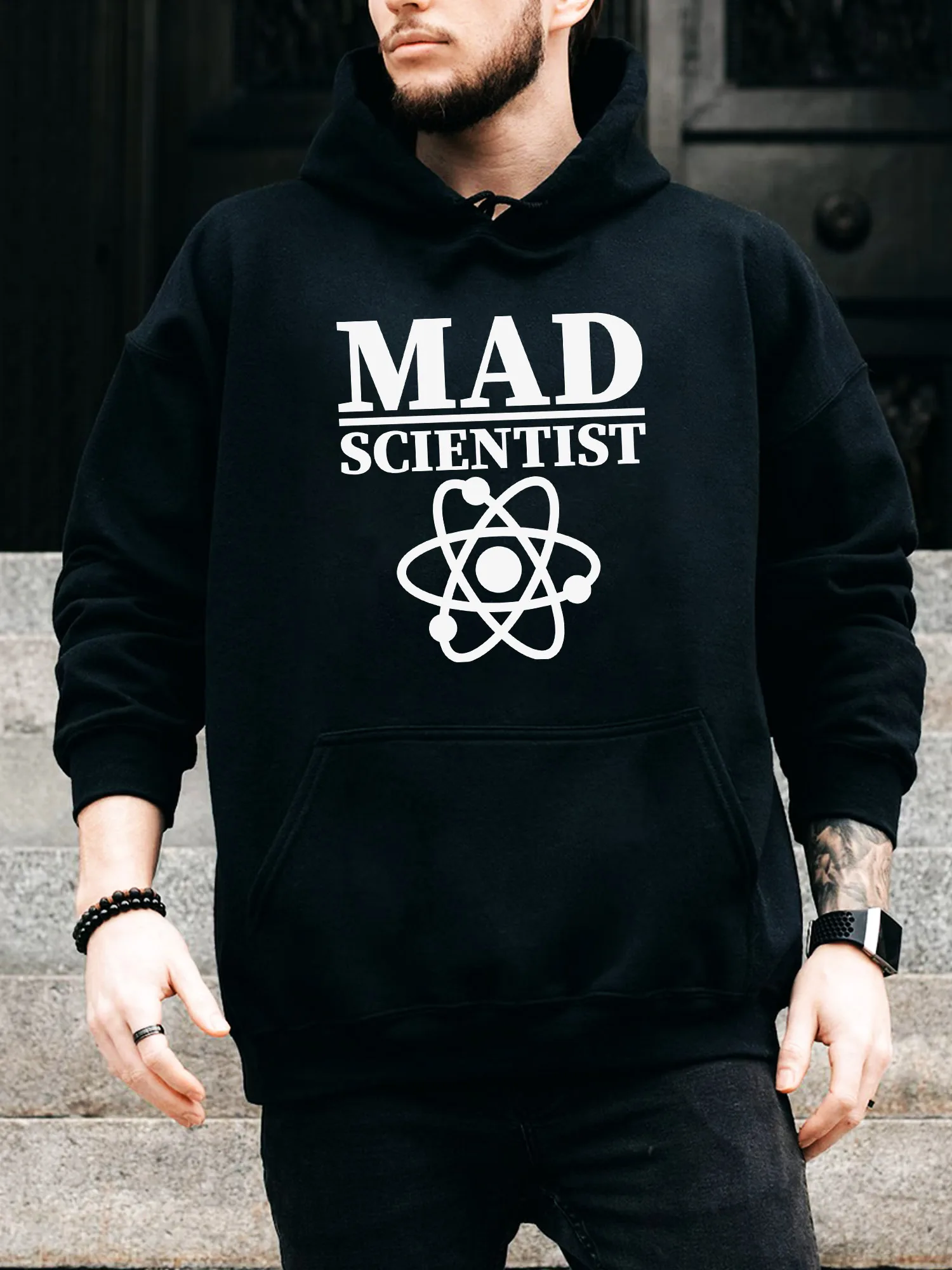 Mad Scientist Science Nerd Men's Drawstring Hoodie - Casual Comfortable Black Pullover, Fall & Winter Hooded Sweatshirt
Mad Scientist Science Nerd Men's Drawstring Hoodie - Casual Comfortable Black Pullover, Fall & Winter Hooded Sweatshirt